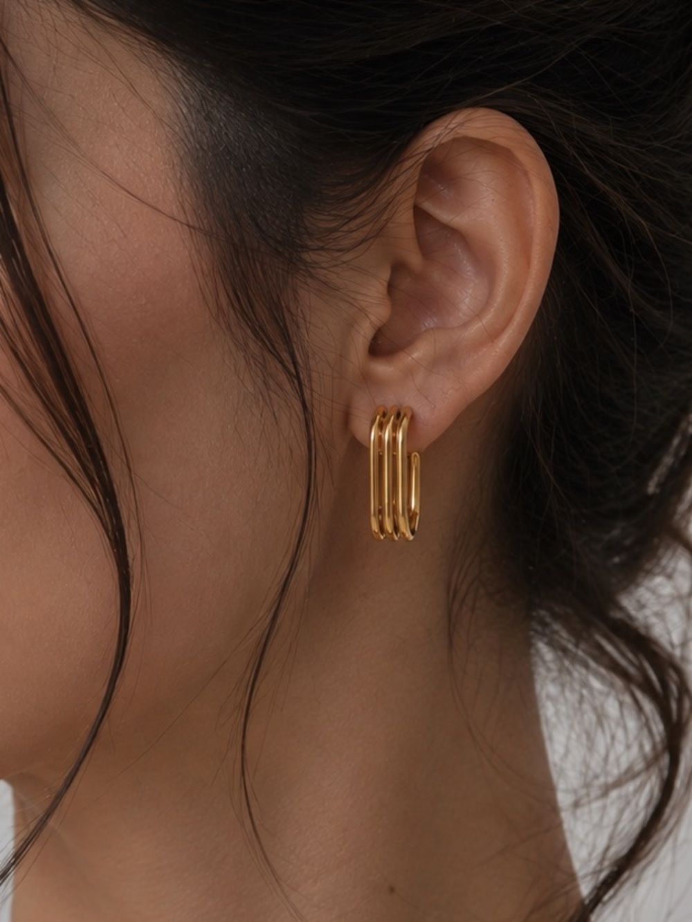 18K Gold Plated Triple Layer Hoop Earrings